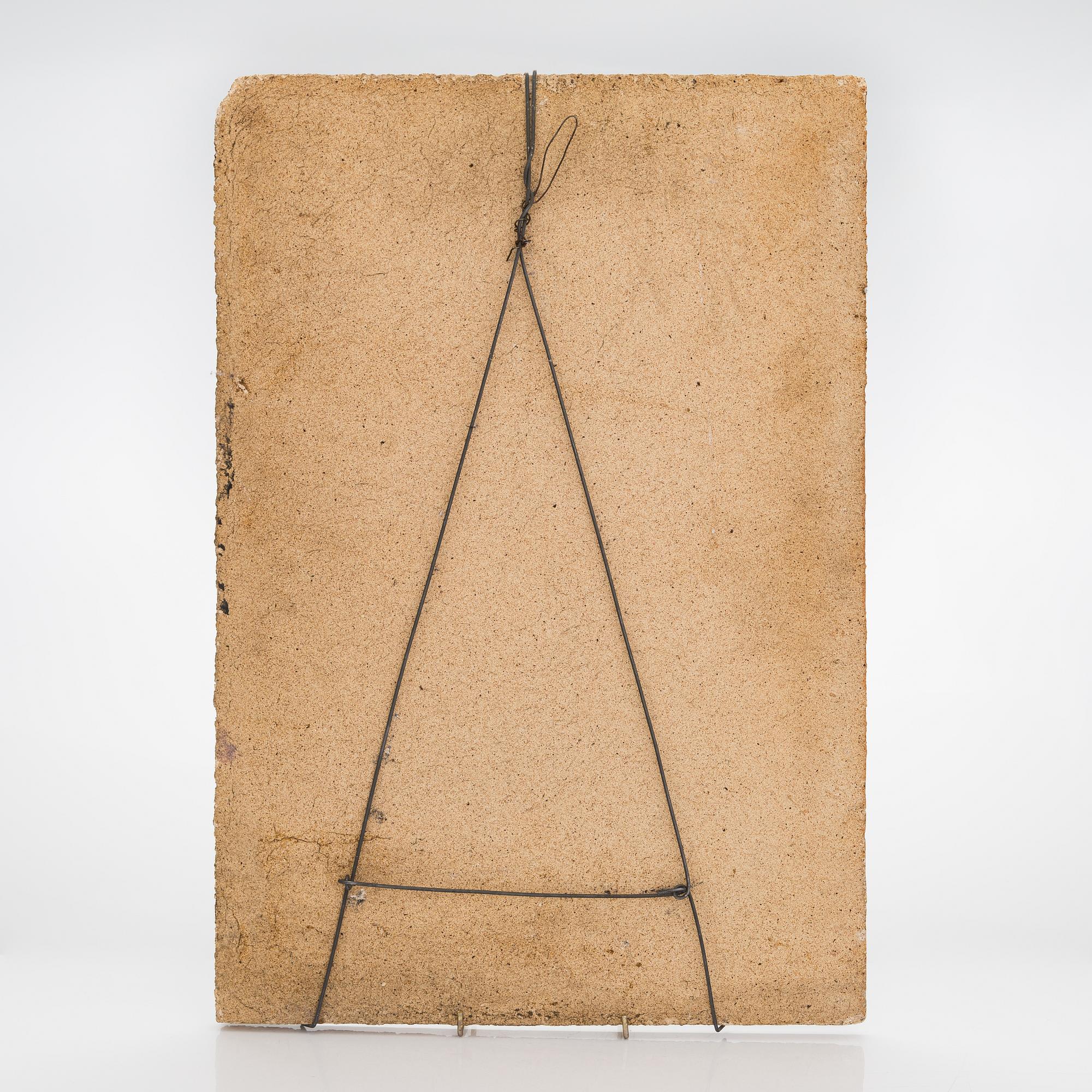 Birger Kaipiainen, reliefi, kivitavaraa, signeerattu Kaipiainen.