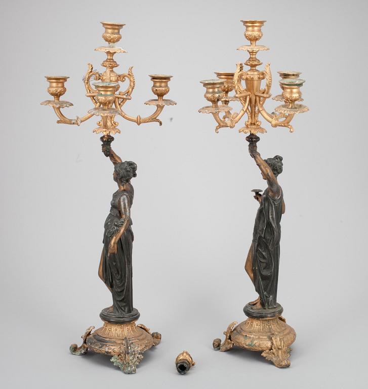 KYNTTELIKKÖPARI, maalattua valumetallia. 1800-loppu. Korkeus 62 cm.