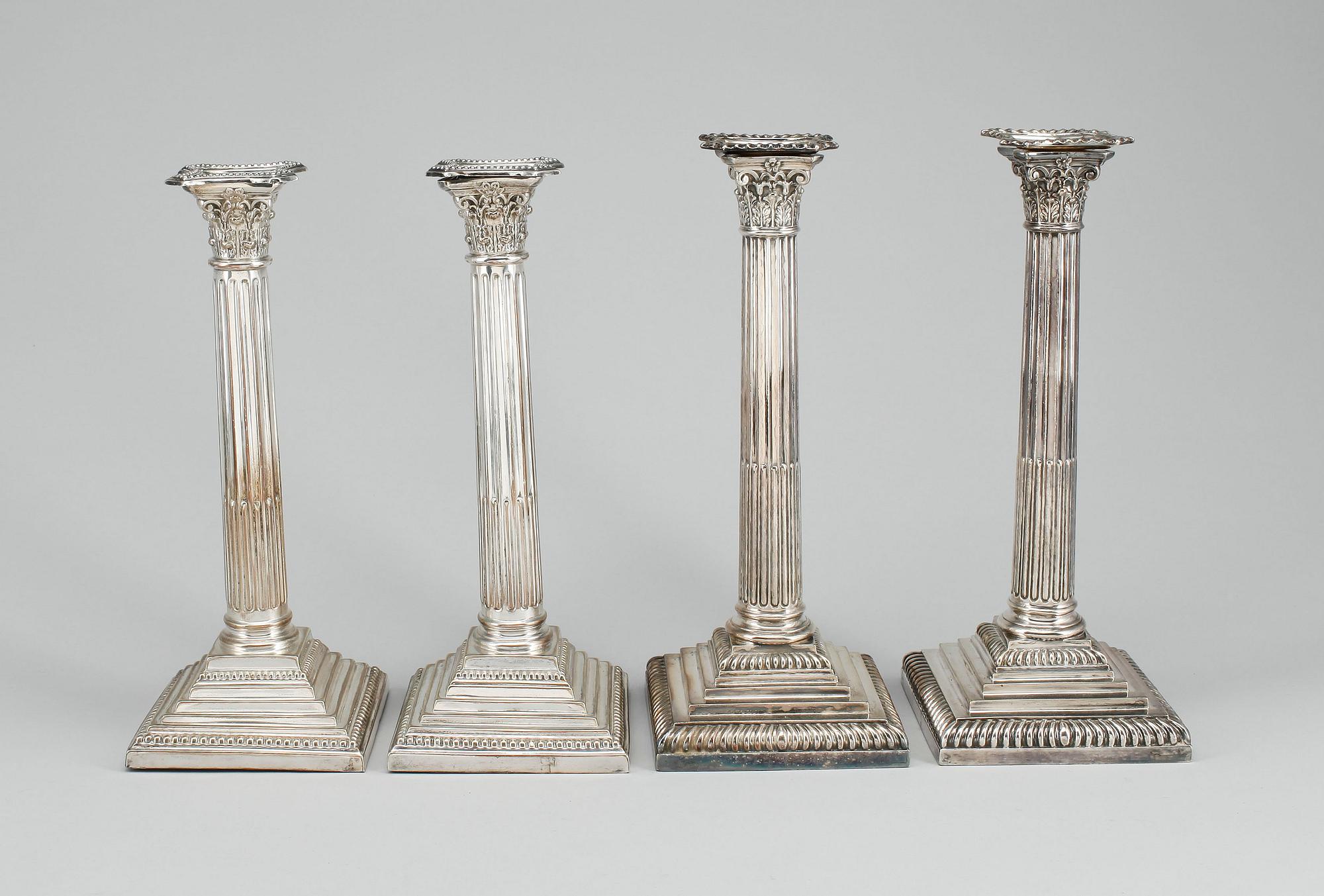 LJUSSTAKAR, två par, pläter, London, England, 1800-tal.