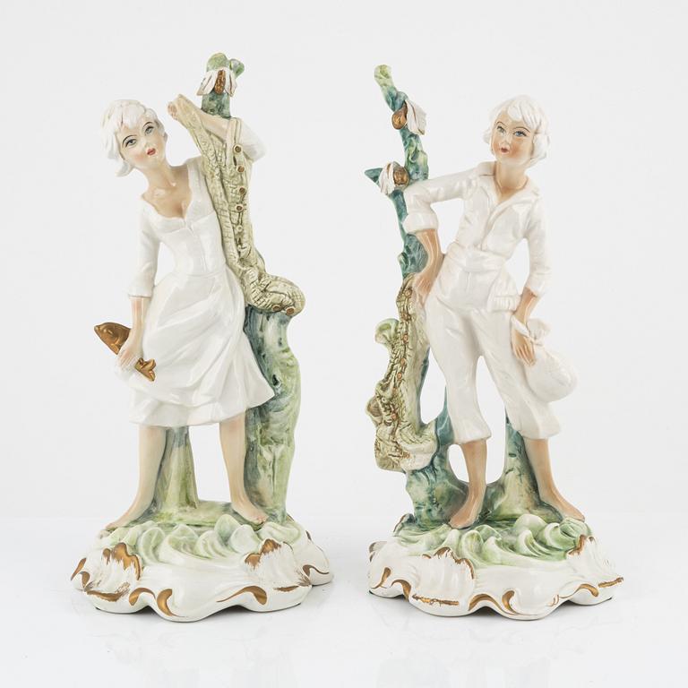 Capodimonte, figuriner, ett par, flintgods, Italien, 1900-talets mitt.