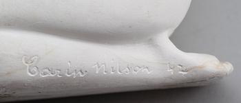 CARIN NILSON, skulpturer, 2 st, gips, signerade, daterade 42 och 54.