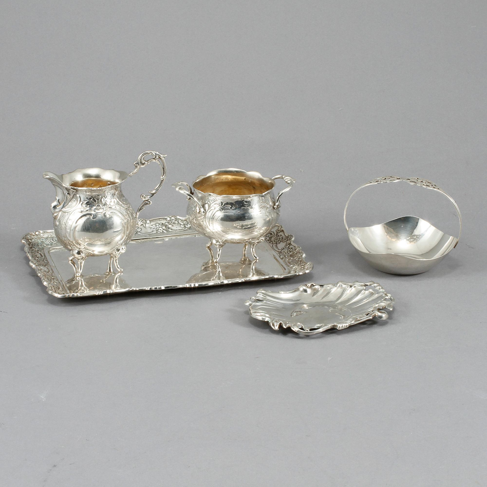PARTI SILVER, 5 delar, bla Gewe, 1900 -tal. Vikt 576 g.