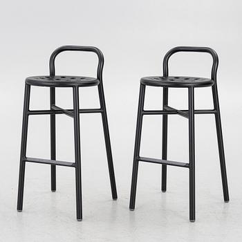 Jasper Morrison, Bar stools, a pair, “Pipe”, Magis, Italy, contemporary.