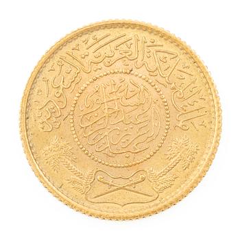Gold coin, Saudi Arabia, 1 Guinea, 1370 (1950/51).