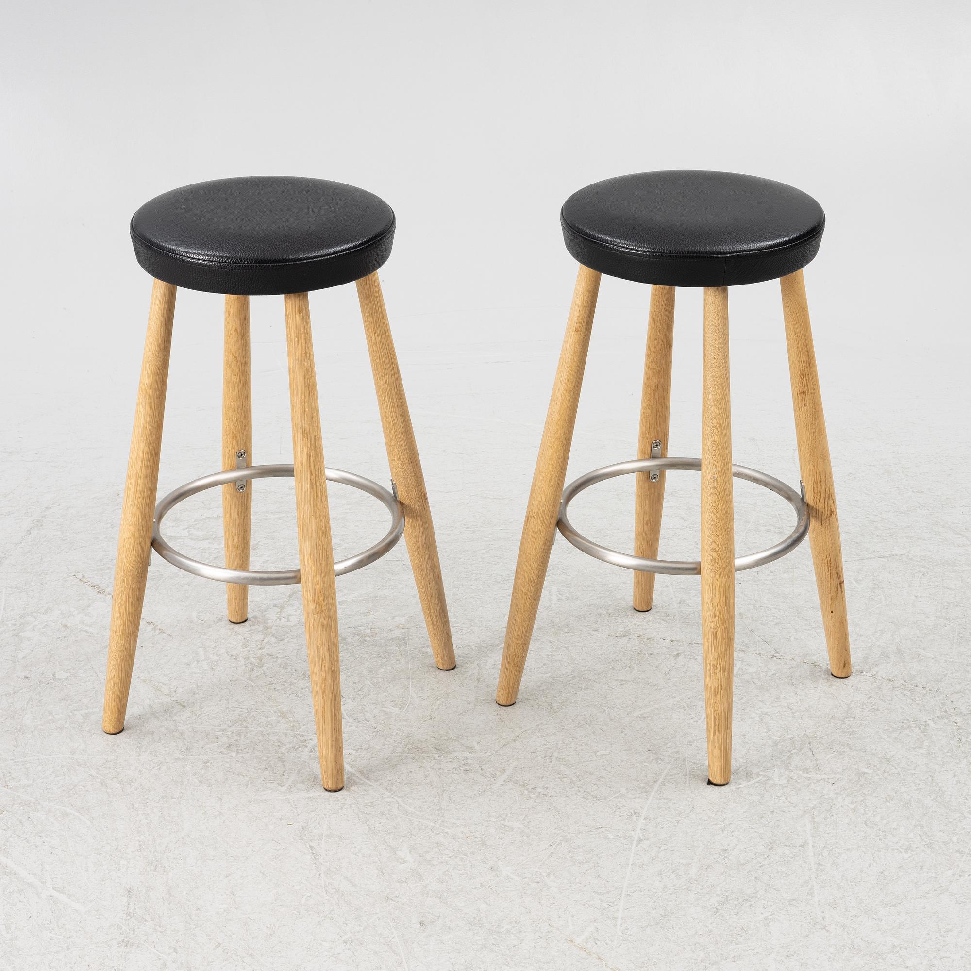 Hans J Wegner, bar stools, a pair, Carl Hansen & Son. CH 56.