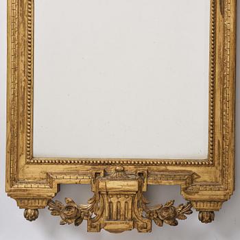 A Gustavian giltwood mirror by J. Åkerblad (master in Stockholm 1758-99).