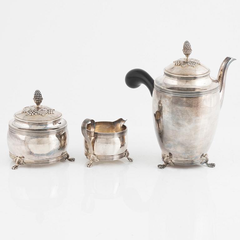 A Swedish sterling silver coffee service, 3 pieces, mark of Wiwen Nilsson, 1947.