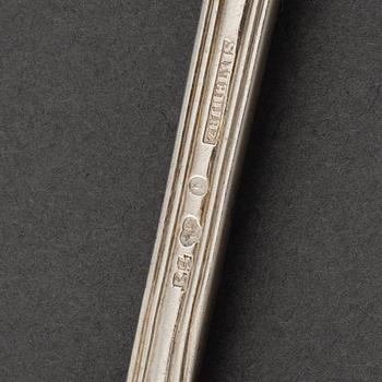 A set of six Swedish 19th century silver spoons, mark of Adolf Zethelius, Stockholm 1835.