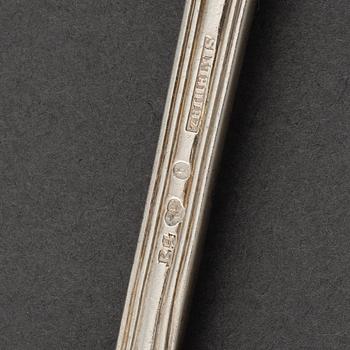 A set of six Swedish 19th century silver spoons, mark of Adolf Zethelius, Stockholm 1835.