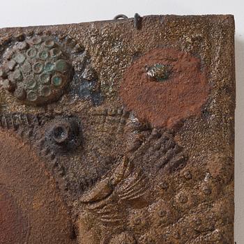 A Stig Lindberg stoneware relief, Gustavsberg studio, Sweden probably 1960's.