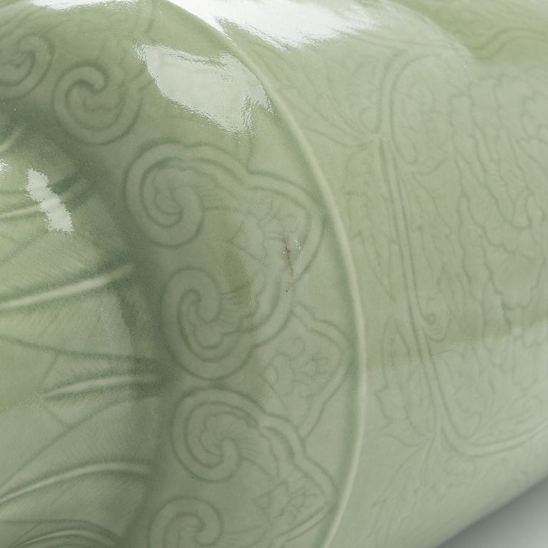 A large Chinese celadon glazed vase, 20th century.
