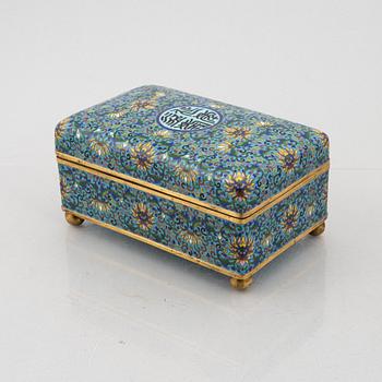 A Chinese cloisonné on copper box with cover, 20th century.