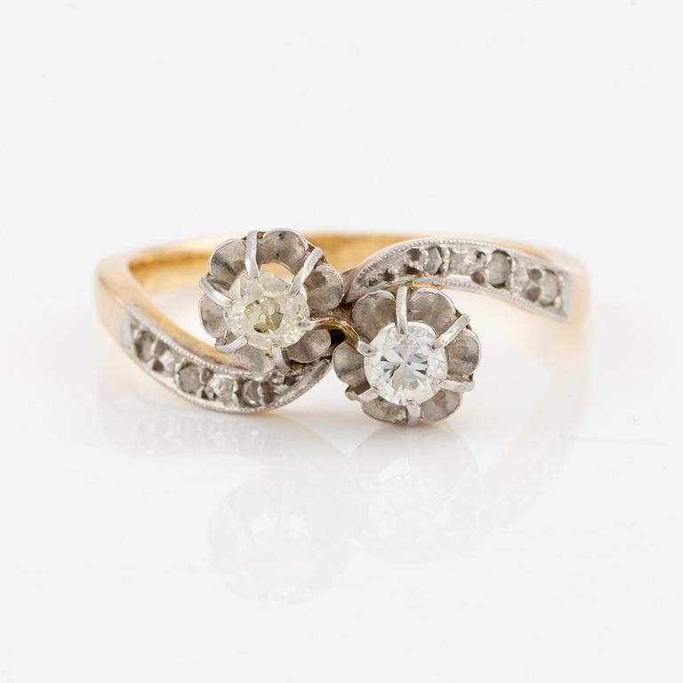 Ring in 18K gold and platinum with old-cut and rose-cut diamonds.