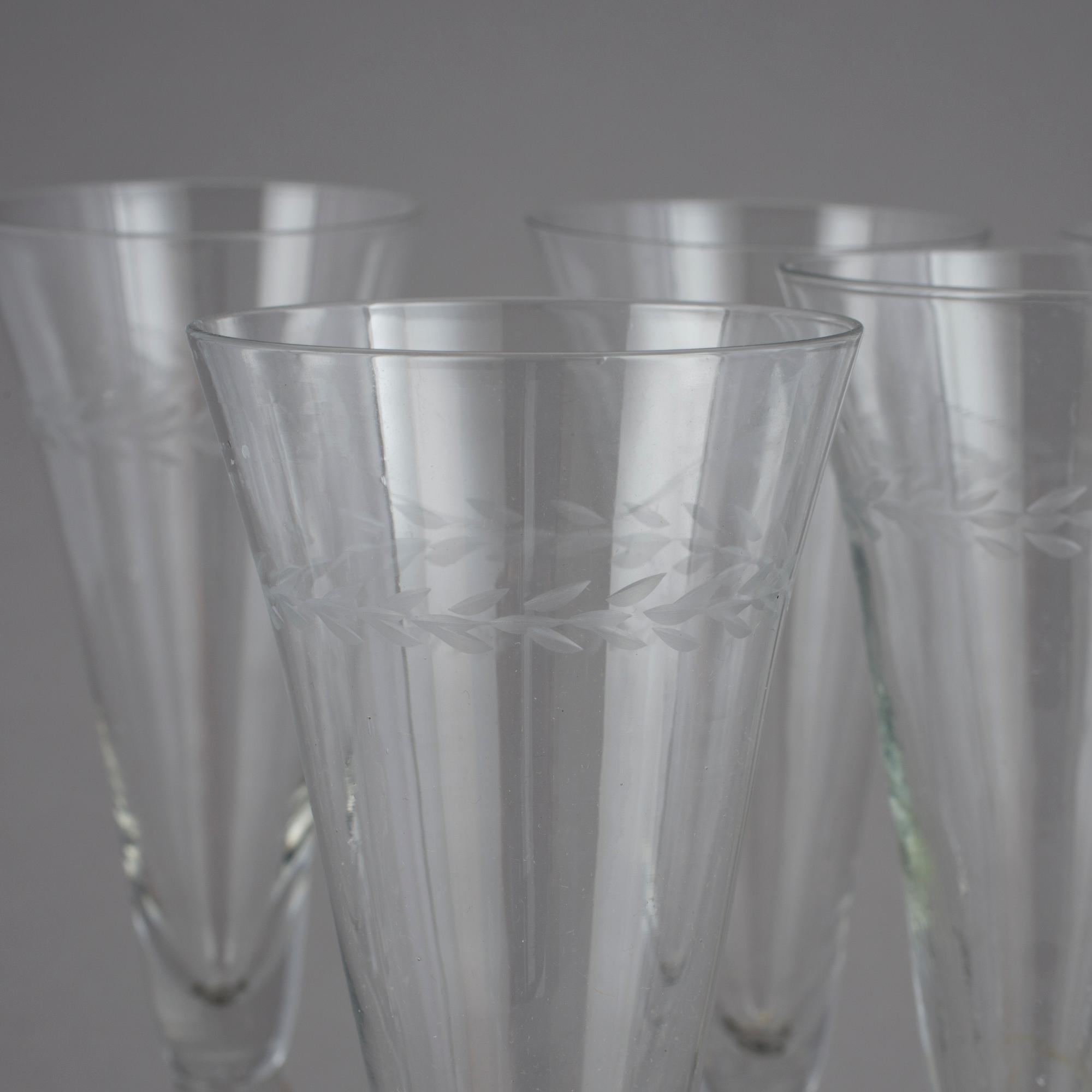 CHAMPAGNEGLAS, 12 st, glas, sent 1900-tal.