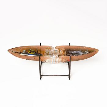 Bertil Vallien, a unique sand cast glass sculpture of a boat, Kosta Boda, Sweden, 1980s.