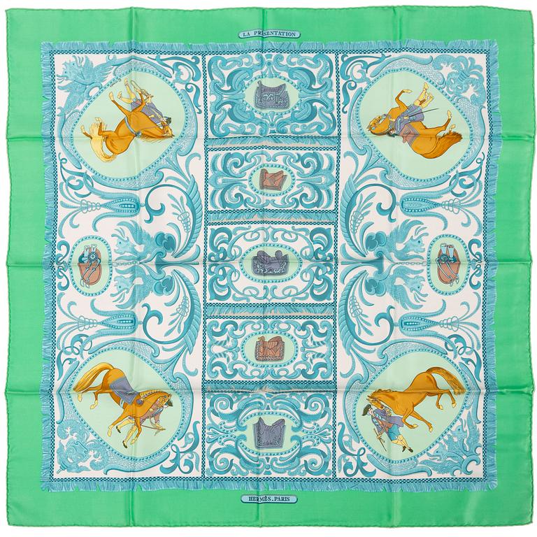 Hermès, a 'La Présentation' silk scarf.