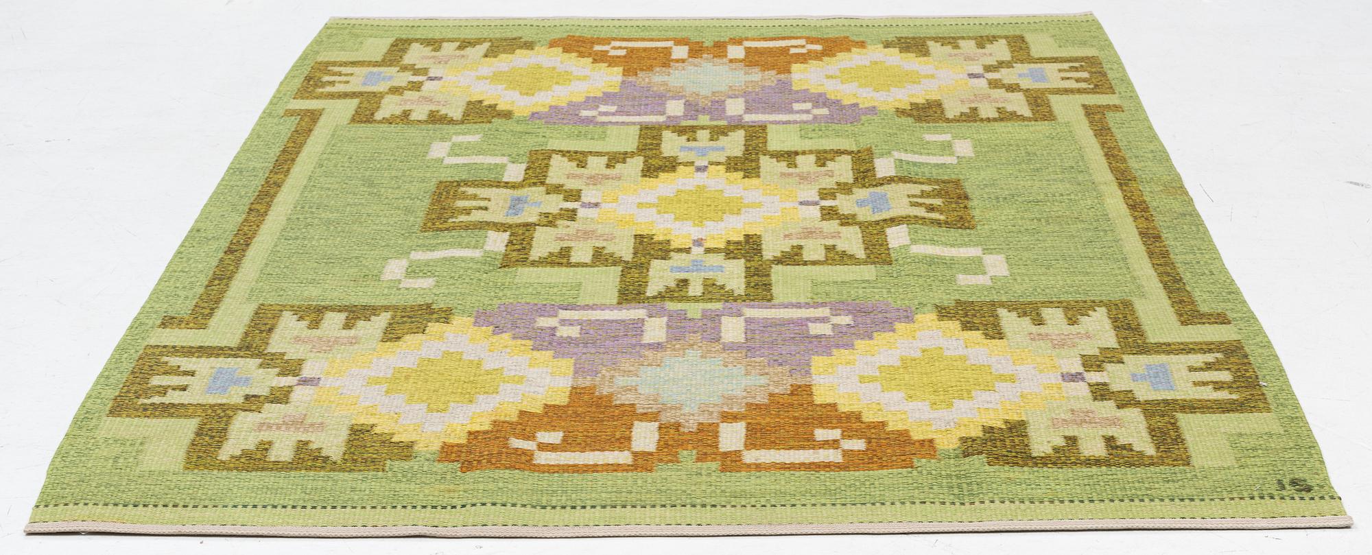 Ingegerd Silow, a carpet, 'Hardanger', flat weave c 234 x 167 cm, signed IS.
