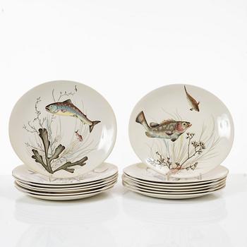 Fish service, 14 pieces, earthenware, "Fish", Johnson Bros, England.
