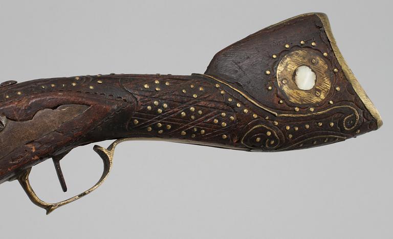 MUSKEDUNDER, flintlås, orientaliskt, 1800-tal.