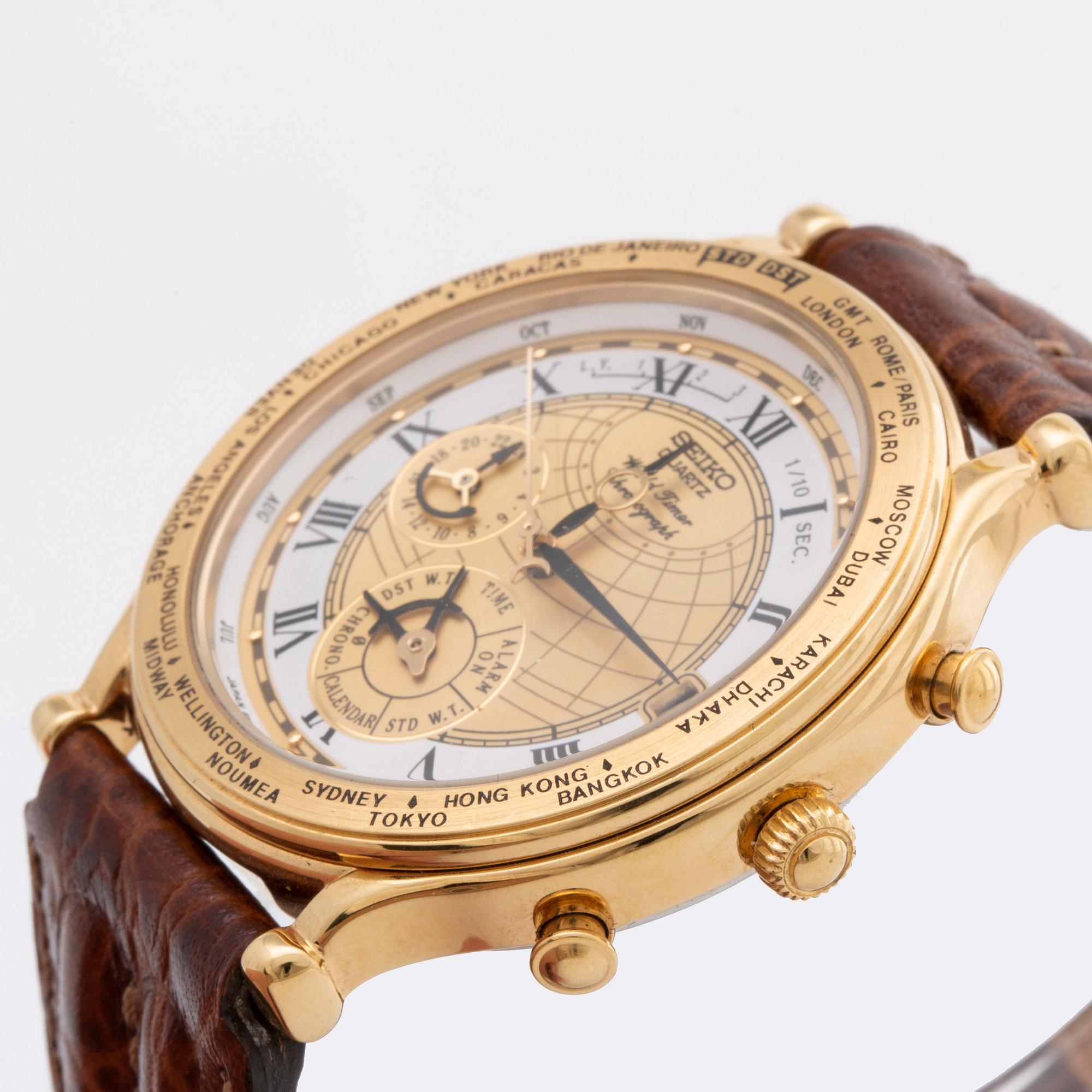 Seiko quartz world timer chronograph on sale