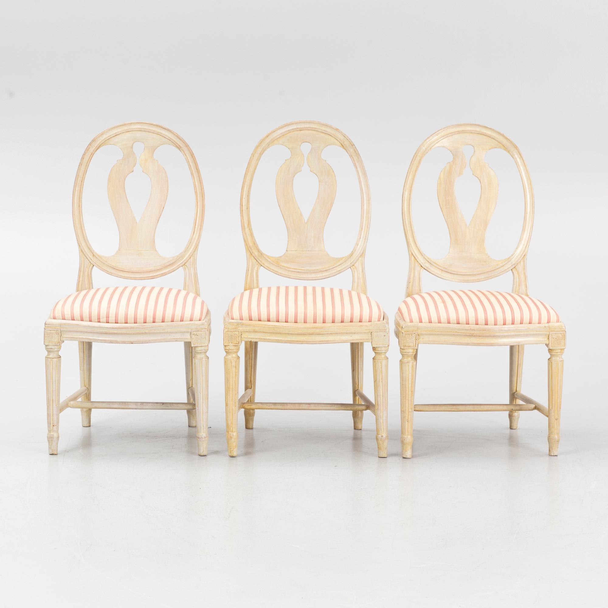 Stolar, tre stycken, sent 1700-tal, Gustavianska.