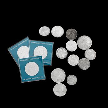 MYNTPARTI, silver, bla 1/6 Riksdaler, Gustaf III, Sverige 1789. 1700-1900-tal. Tot ca 280 gram.