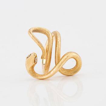 Ole Lynggaard, Ring "Snakes" 18K gold with round brilliant-cut diamonds.