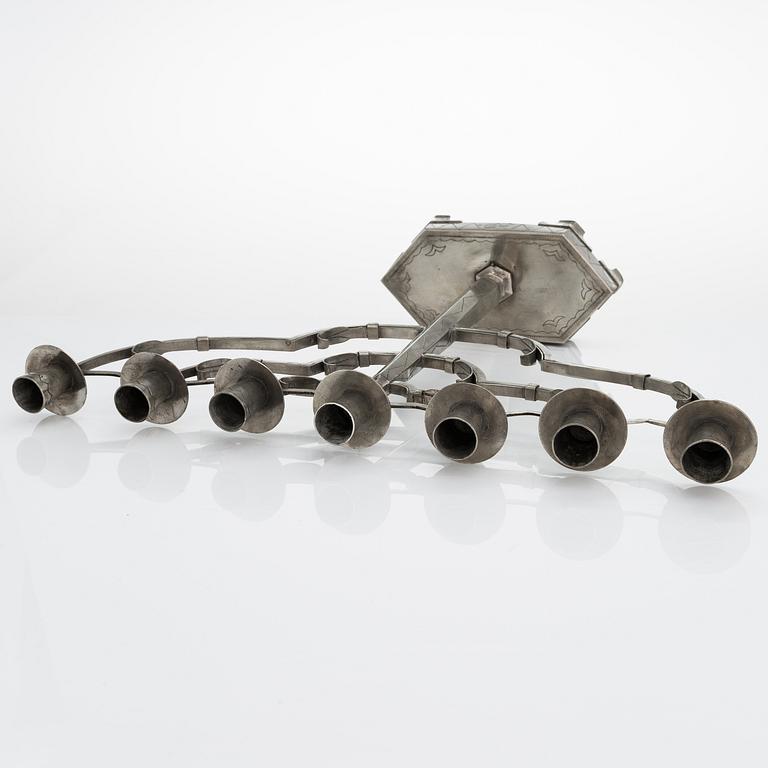 Hilding Ekelund, A 1920/1930s pewter candelabrum for Taidetakomo Hakkarainen, Finland.