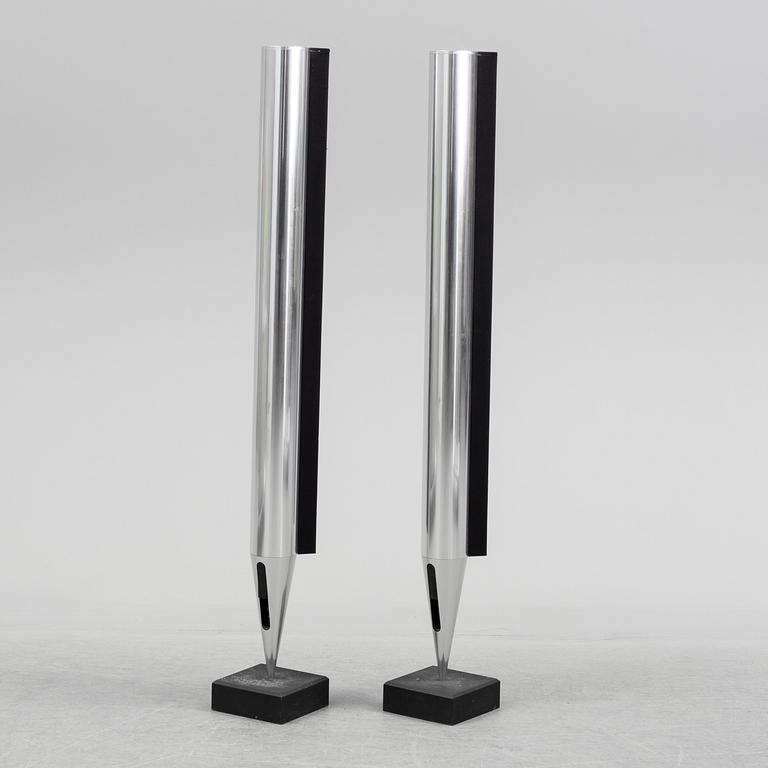 A pair of loudspeakers by Bang & Olufsen.