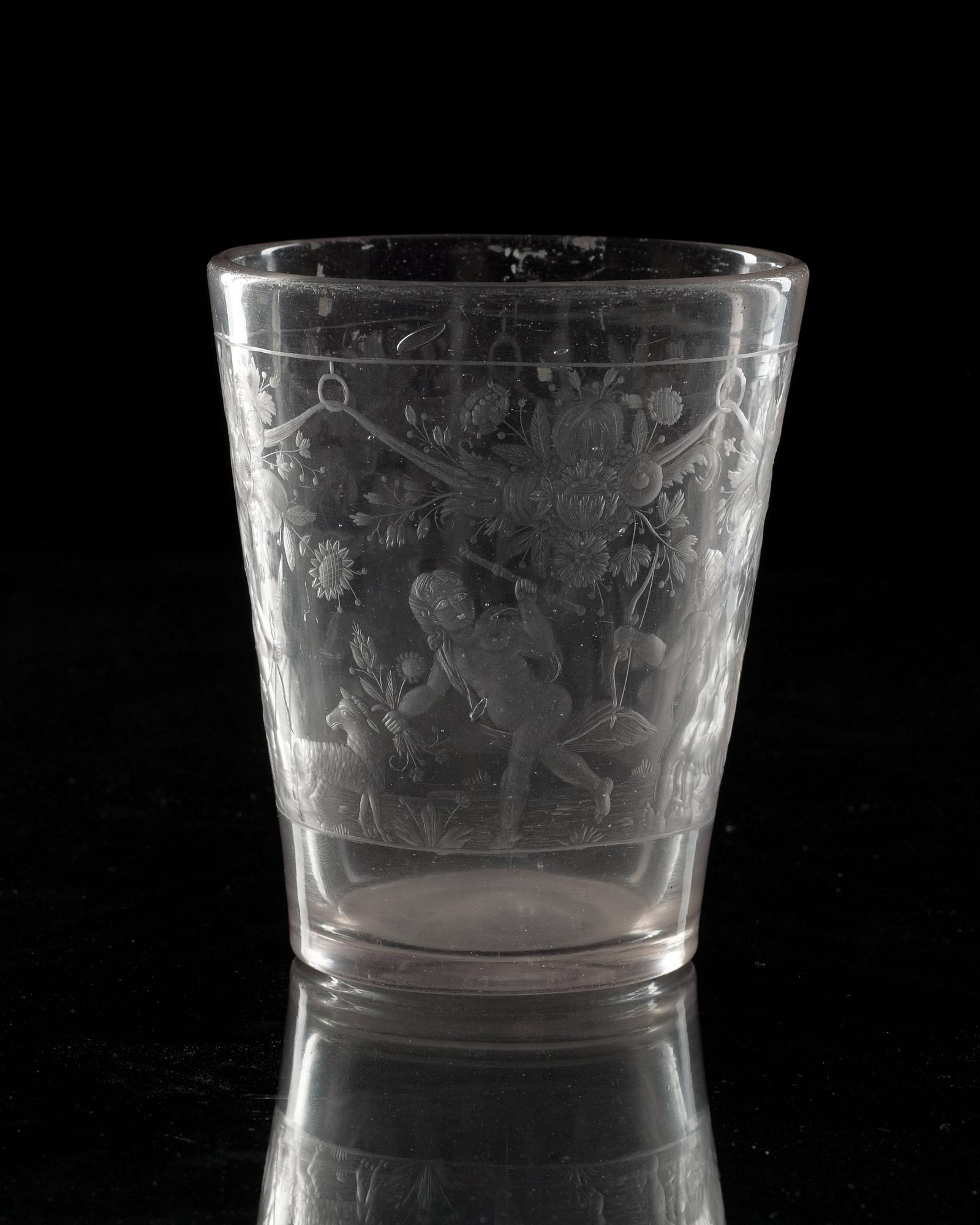 BÄGARE, glas. Tyskland, 1700-tal.