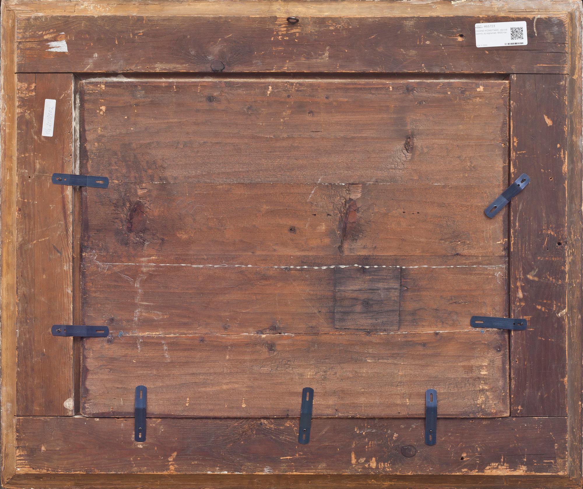 OKÄND KONSTNÄR, olja på pannå, ej signerad. 1800-tal.