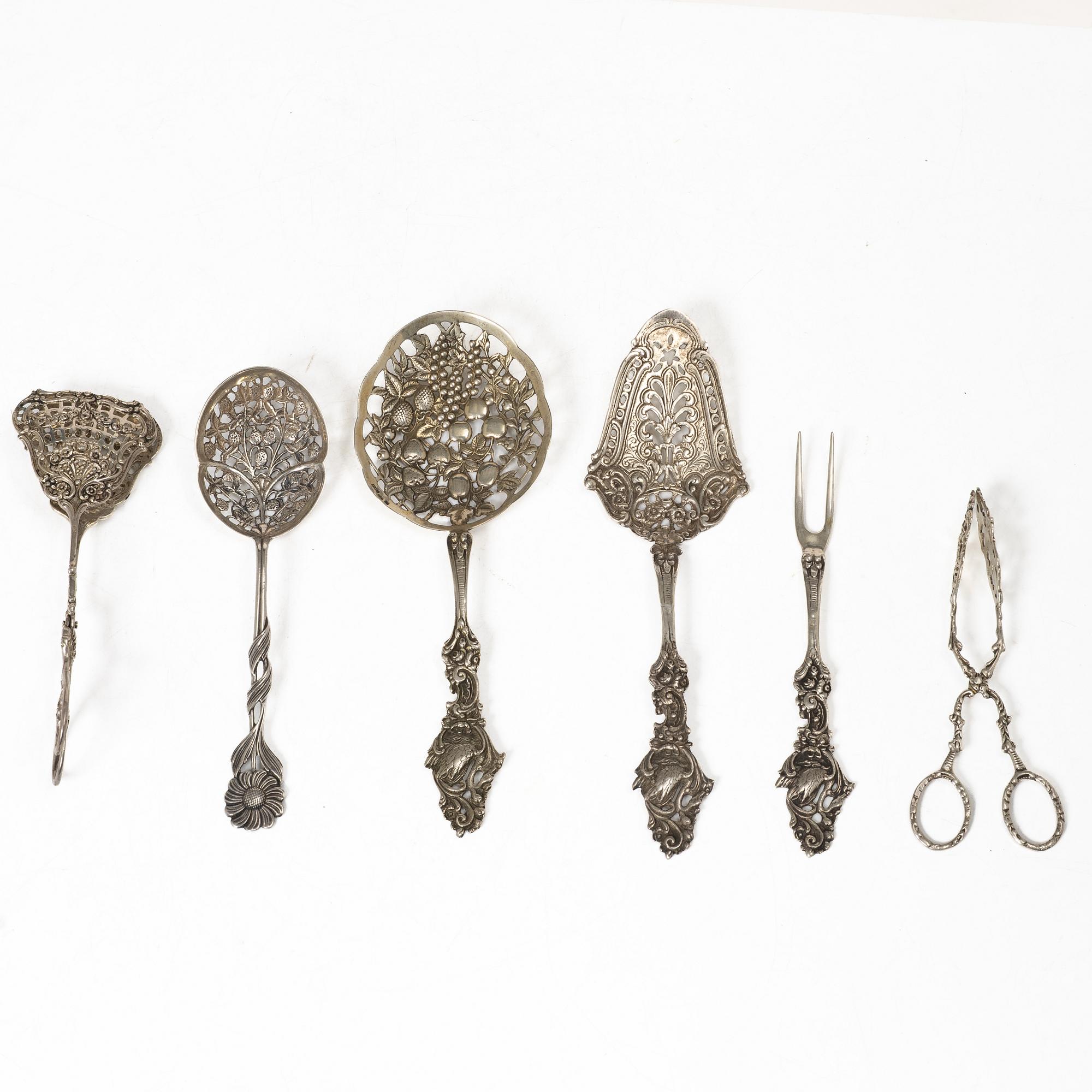 Serving cutlery, 6 pieces, silver, including Georg Wessfelt, 20th century.