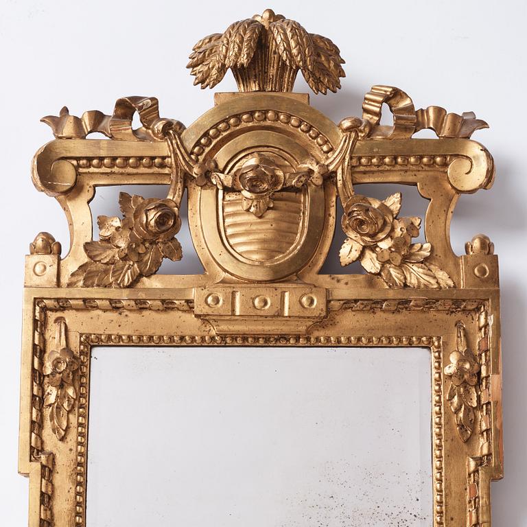 Spegel, av Nils Meunier 1784 (mästare i Stockholm 1754-97), Gustaviansk.