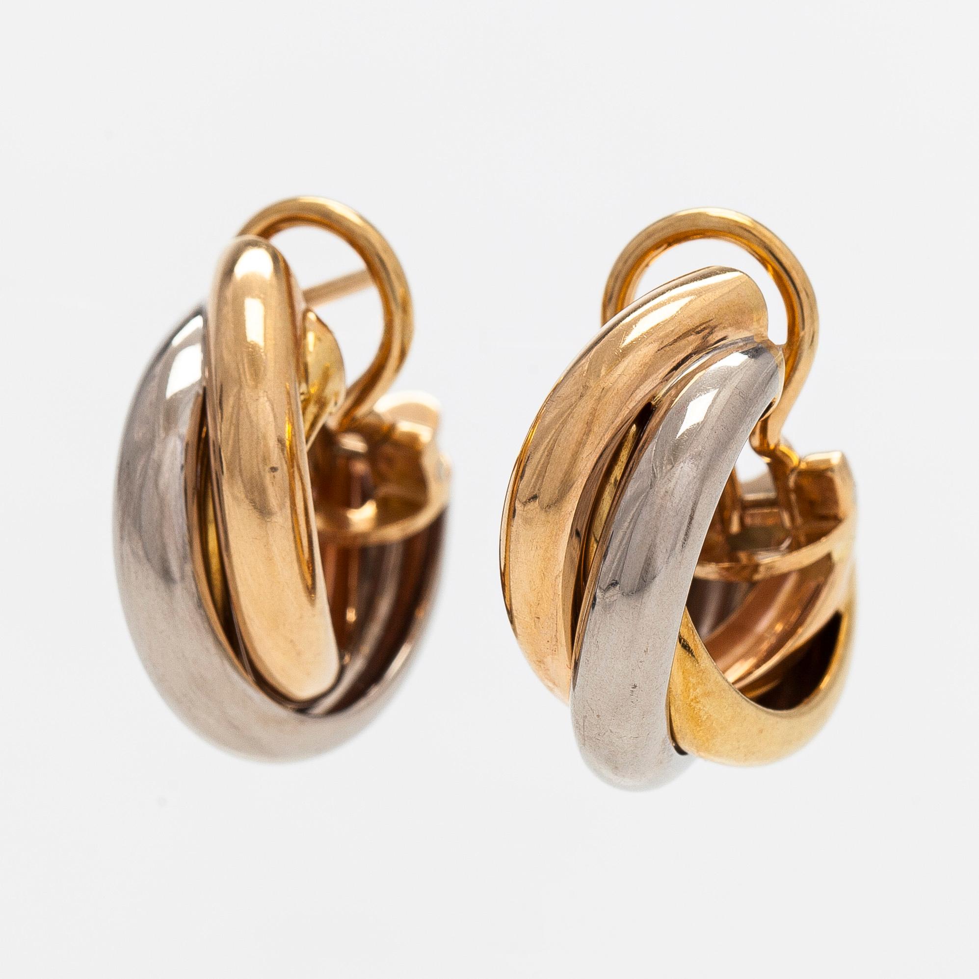 Cartier, earrings, "Trinity", 18K gold in three colours.
