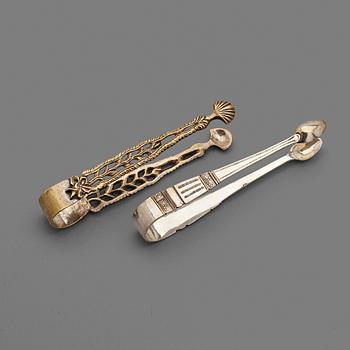 146. Two 18th century suger-tongs, one Rococo, one Gustavian.