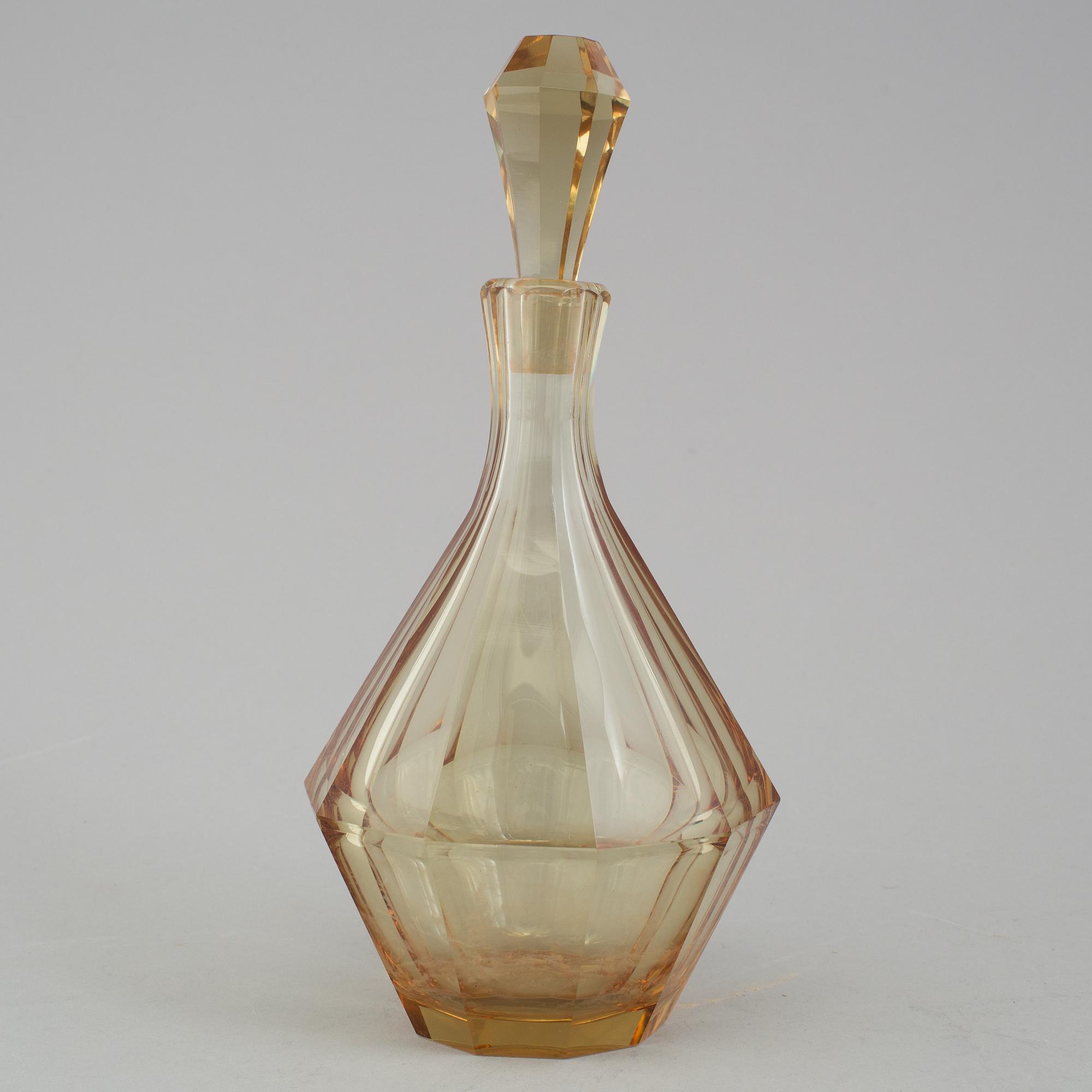 COCKTAILGLAS OCH KARAFF, 7 delar, glas, Trelleborg Glasbruk, 1900-talets mitt.