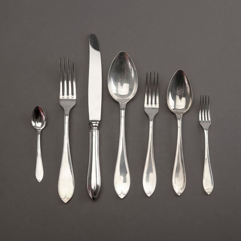 A 20th century set of 95pcs silver cutlery "Svensk Spets" mark of GAB Uppsala 1920s, total weight 4400 gr.