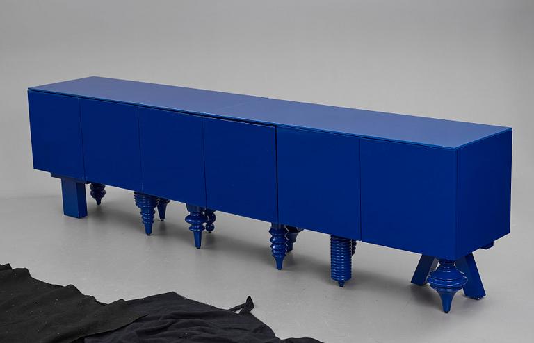 Jaime Hayon, a blue lacquered "Showtime" multileg sideboard, BD Barcelona Design, Spain, post 2006.