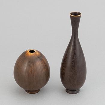 Berndt Friberg, two stoneware vases, Gustavsberg studio, Sweden.