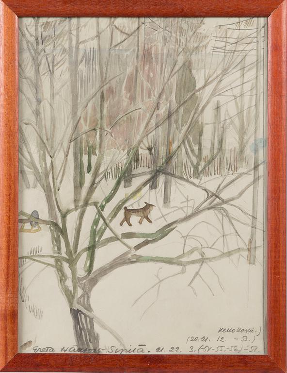 GRETA HÄLLFORS-SIPILÄ, akvarell, signerad och daterad 21-22.3. (20.-21.12. -53) (-54, -55, -56) -57.