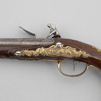 Flintlock pistols, a pair, Leopold Becher Karlsbad, (1725-50).