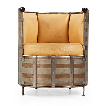 61. A Mats Theselius 'Älgskinnsfåtöljen' armchair, Källemo, Sweden ca 1991.