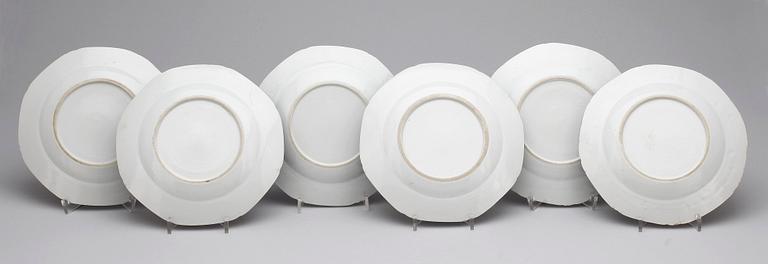 ASSIETTER, 6 st, porslin, Jiaqing, omkr 1800.