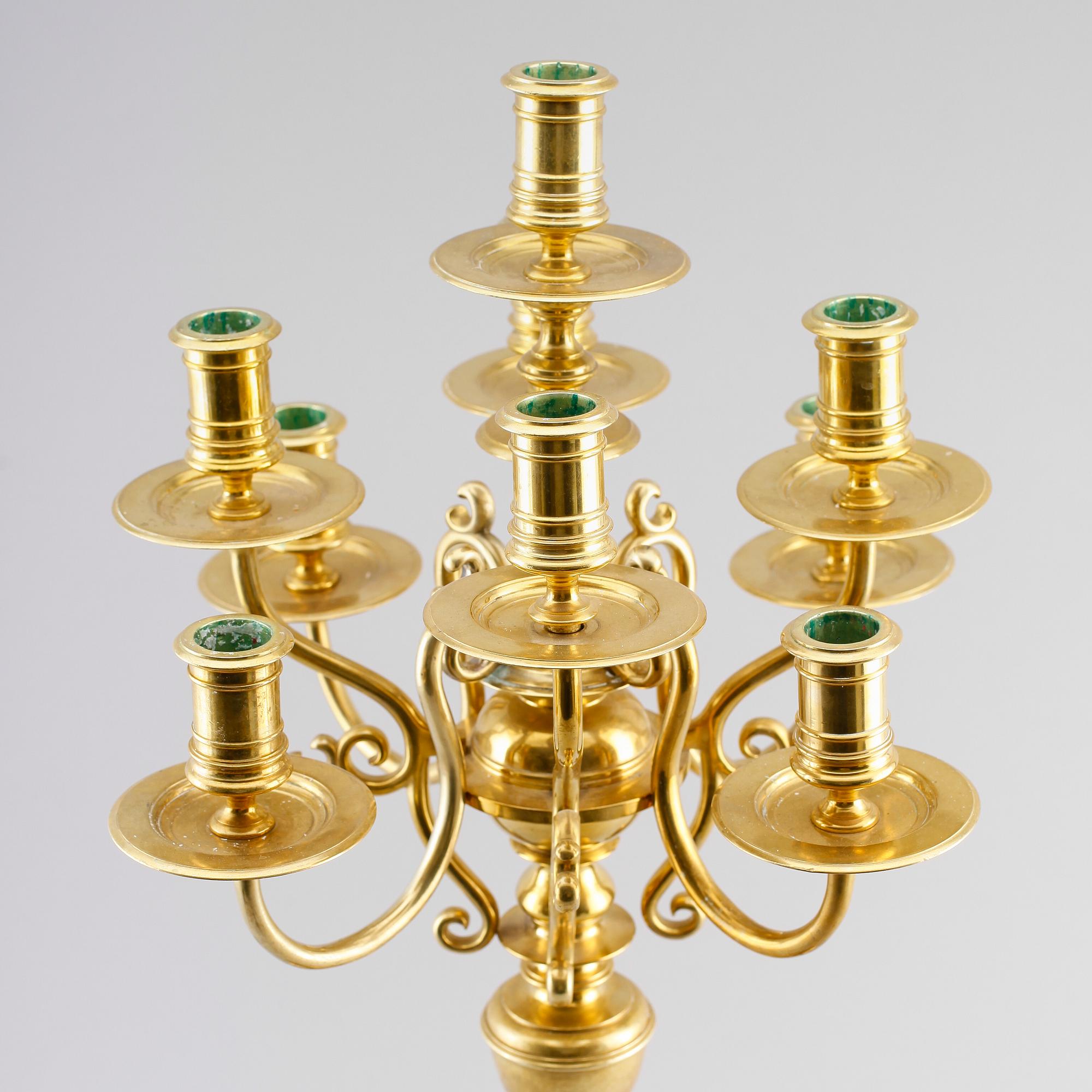 KANDELABER, mässing, barockstil, 1900-talets första hälft.