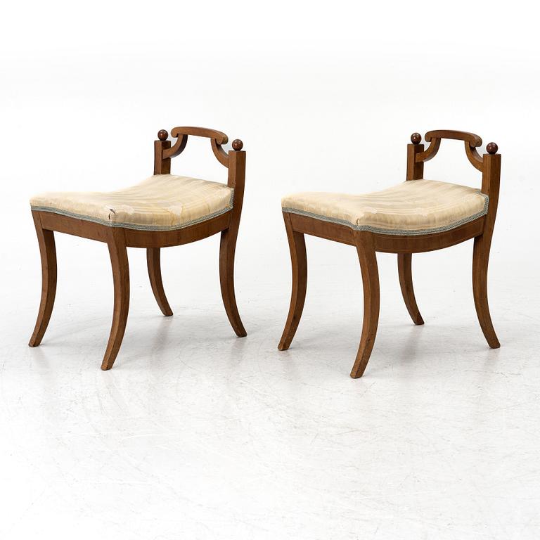 A pair of Karl Johan stools, 19th Century.