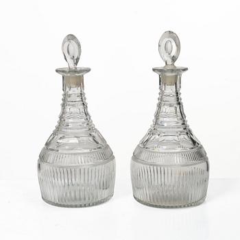 Karaffer, ett par, sannolikt England, glas, 1800-tal.