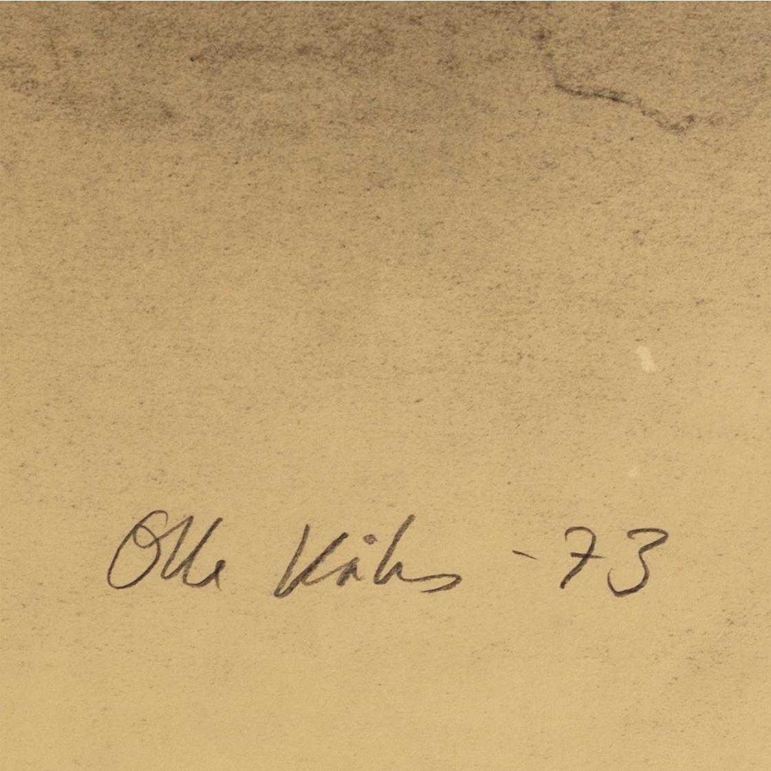 Olle Kåks, charcoal on papper, signed Olle Kåks and dated -73.