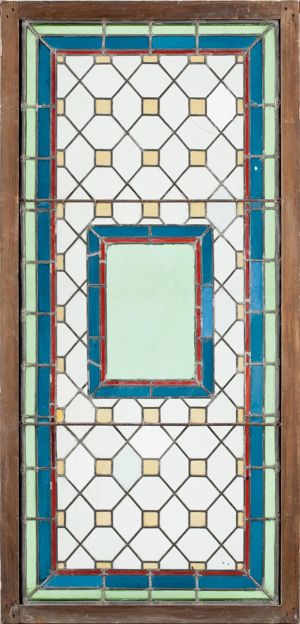 FÖNSTER, 3 st, blyglas, 1800/1900-tal.