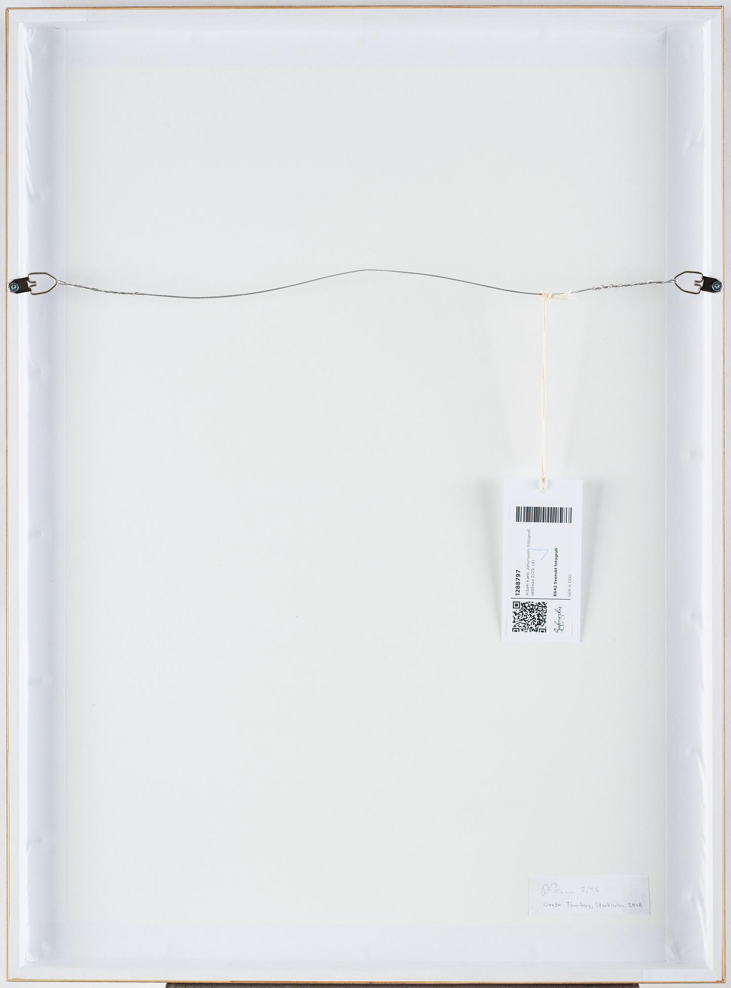 Adam Karls Johansson, photograph signed and numbered 2/25 on verso.