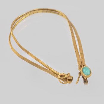 ARMBAND, 18K guld med cabochonslipad variscit, Arezzo, Italien. Vikt 15,7 gram.